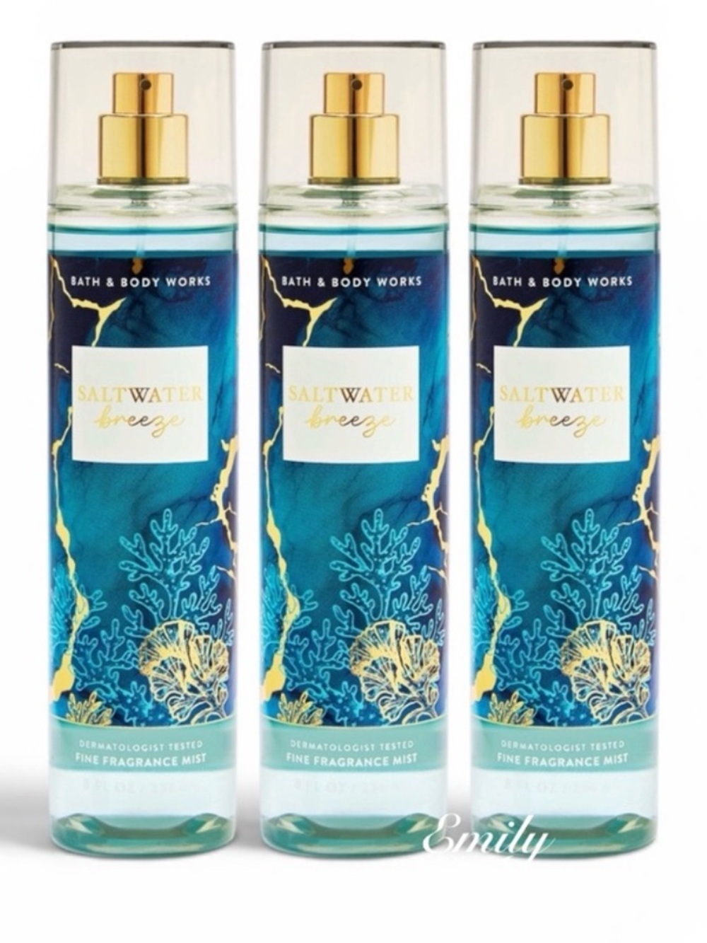 NEW Bath & Body Works SALTWATER BREEZE Fine Fragrance Spray 8 fl oz 3X Bundle